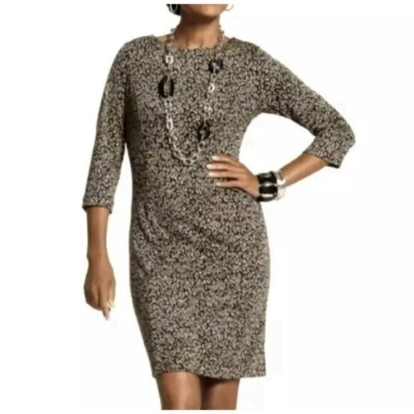 Chico's Women's XL (3) So Slimming Animal Print Leopard Print Midi Dress Ladies - Picture 1 of 12